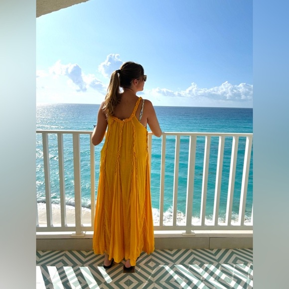FREE PEOPLE McKinley Maxi Yellow Dress S - Picture 3 of 7